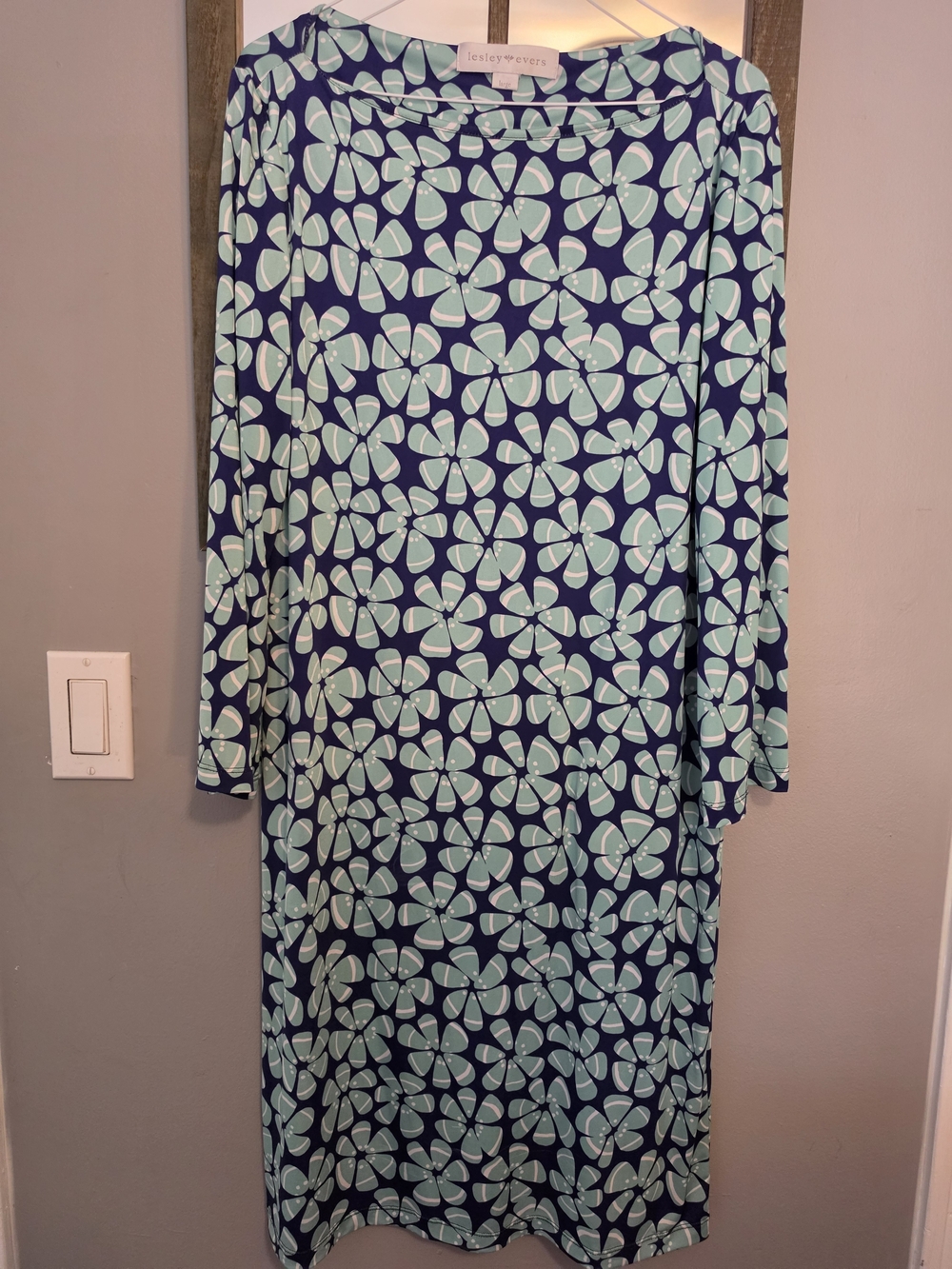 Navy and Mint Floral Shift Dress